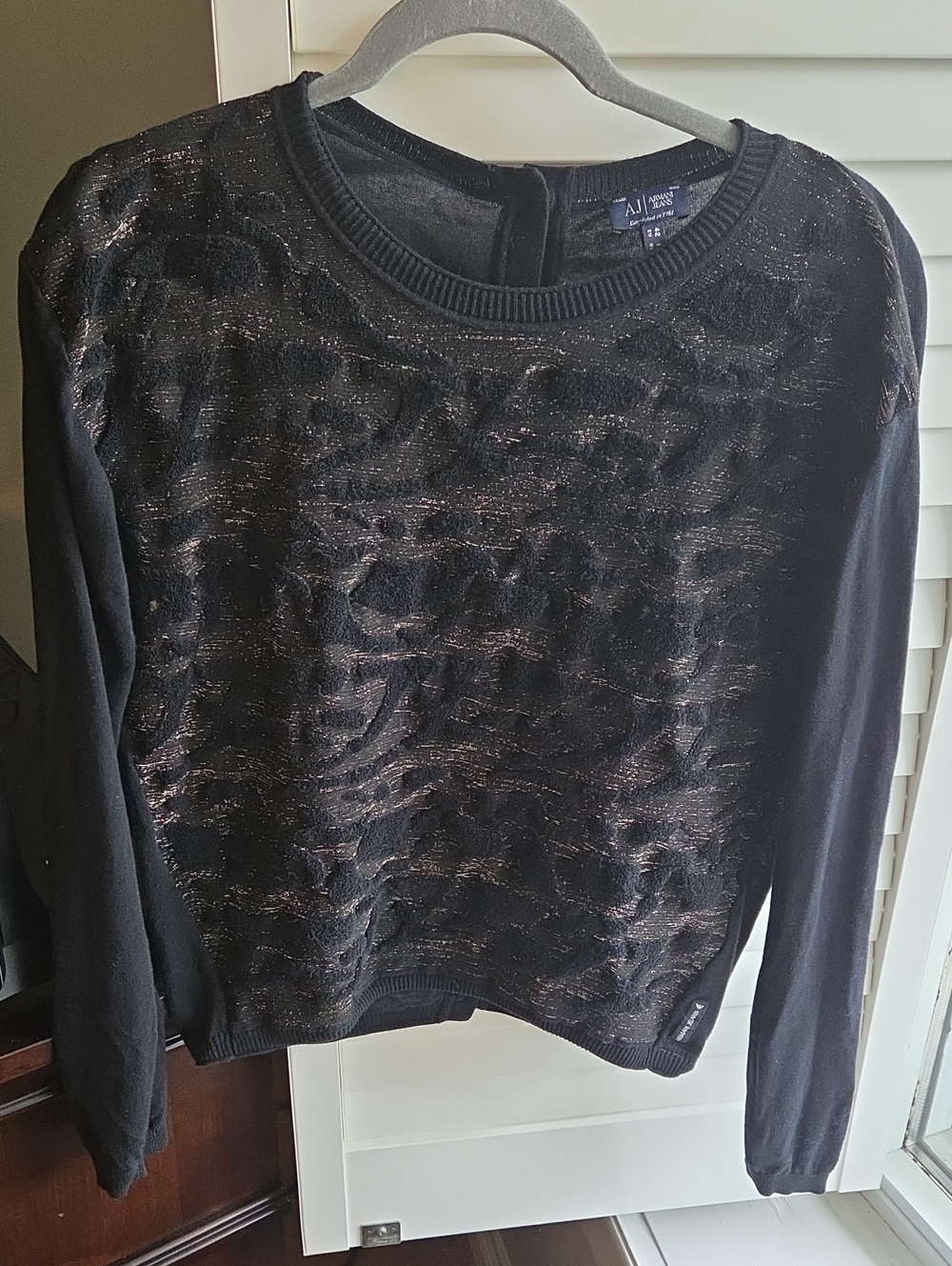 Armani Jeans Black Sparkle Crew Neck Sweater